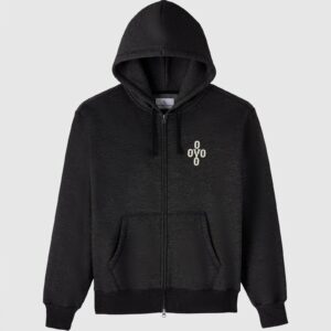 Ovo POM Pom Speckle Fleece Full-Zip Hoodie Black