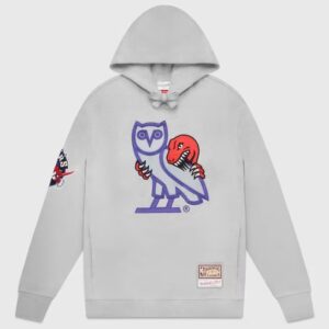 Ovo® x Mitchell and Ness 95 Raptors Og Owl Hoodie Grey