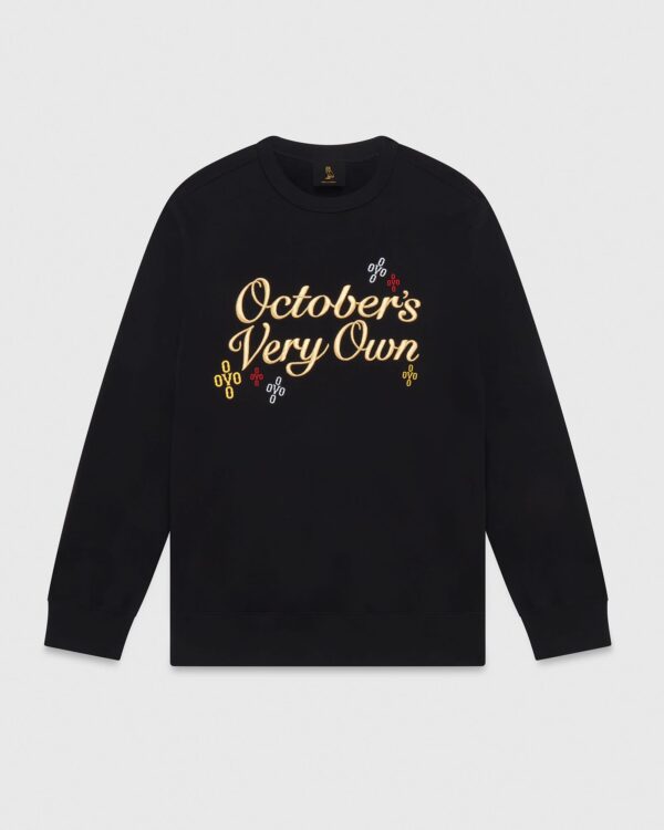 POM POM SCRIPT CREWNECK BLACK